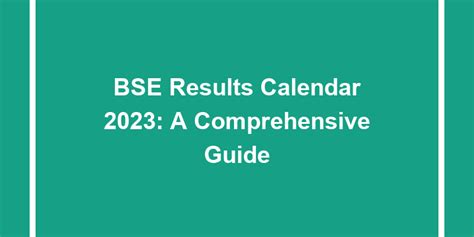 bse results calendar 2023